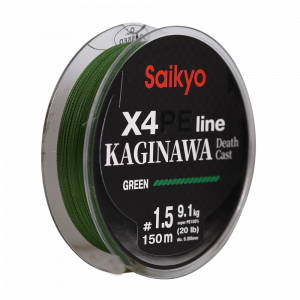 Шнур Saikyo KAGINAWA X4PE 150m, зеленый #1.5 (0,205mm), 9,1kg Шнур Saikyo KAGINAWA X4PE 150m, зеленый #1.5 (0,205mm), 9,1kg