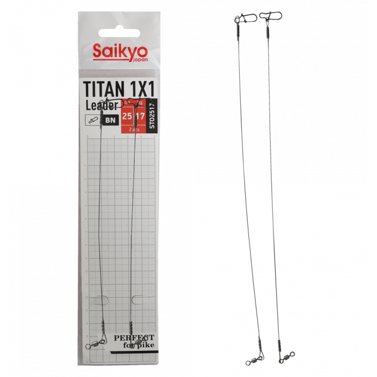 Поводок Saikyo Titan 1x1 STO2517, 17кг/25см, 2шт