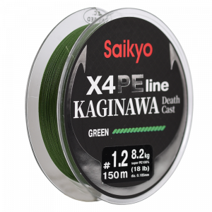 Шнур Saikyo KAGINAWA X4PE 150m, зеленый #1.2 (0,185mm), 8,2kg Шнур Saikyo KAGINAWA X4PE 150m, зеленый #1.2 (0,185mm), 8,2kg