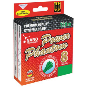Шнур Power Phantom 8x, 120м, зеленый, 0,10мм, 9,15кг