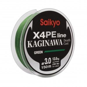 Шнур Saikyo KAGINAWA X4PE 150m, зеленый #3 (0,285mm), 13,6kg Шнур Saikyo KAGINAWA X4PE 150m, зеленый #3 (0,285mm), 13,6kg